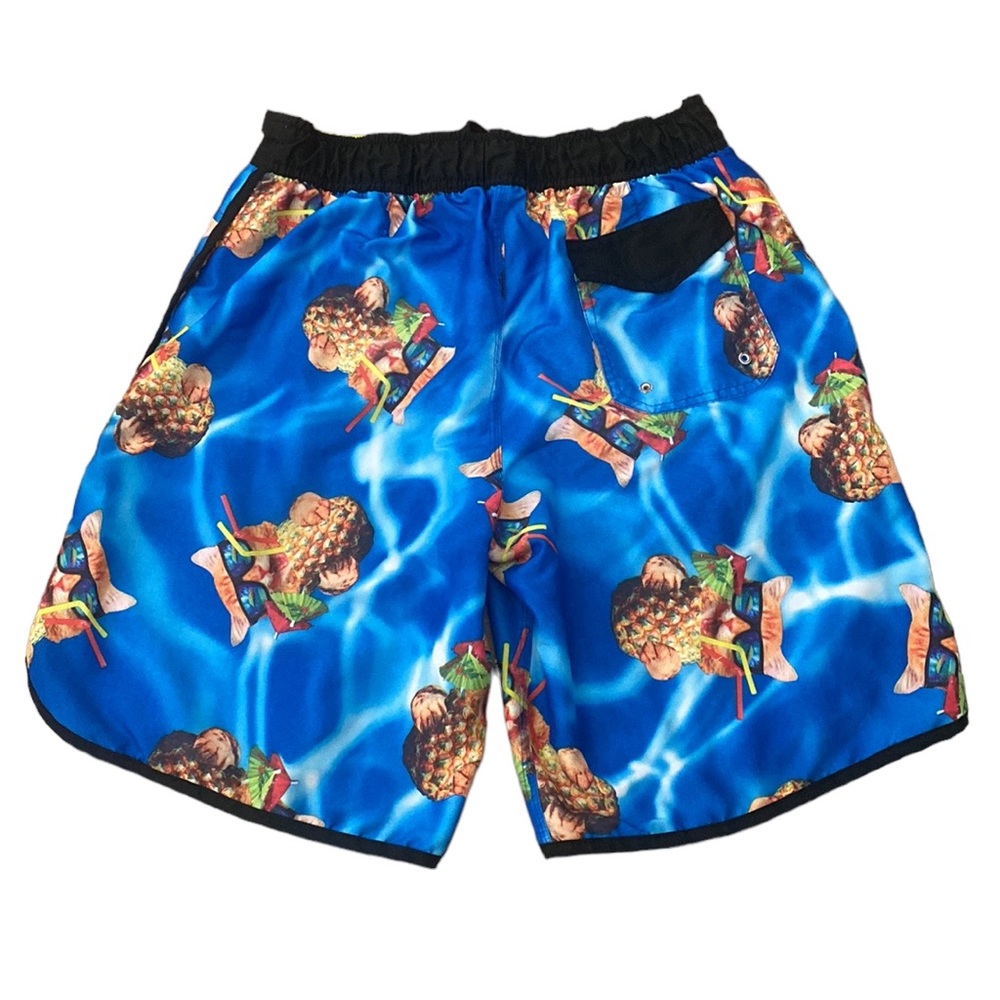 Bioworld Cat Pineapple Drink Swim Trunks
